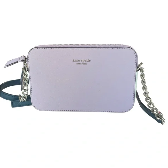Kate Spade NY Leather Camron Double Zip Small Crossbody Bag in Lavender Mist - Picture 3 of 14